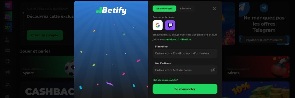 Betify sinscrire